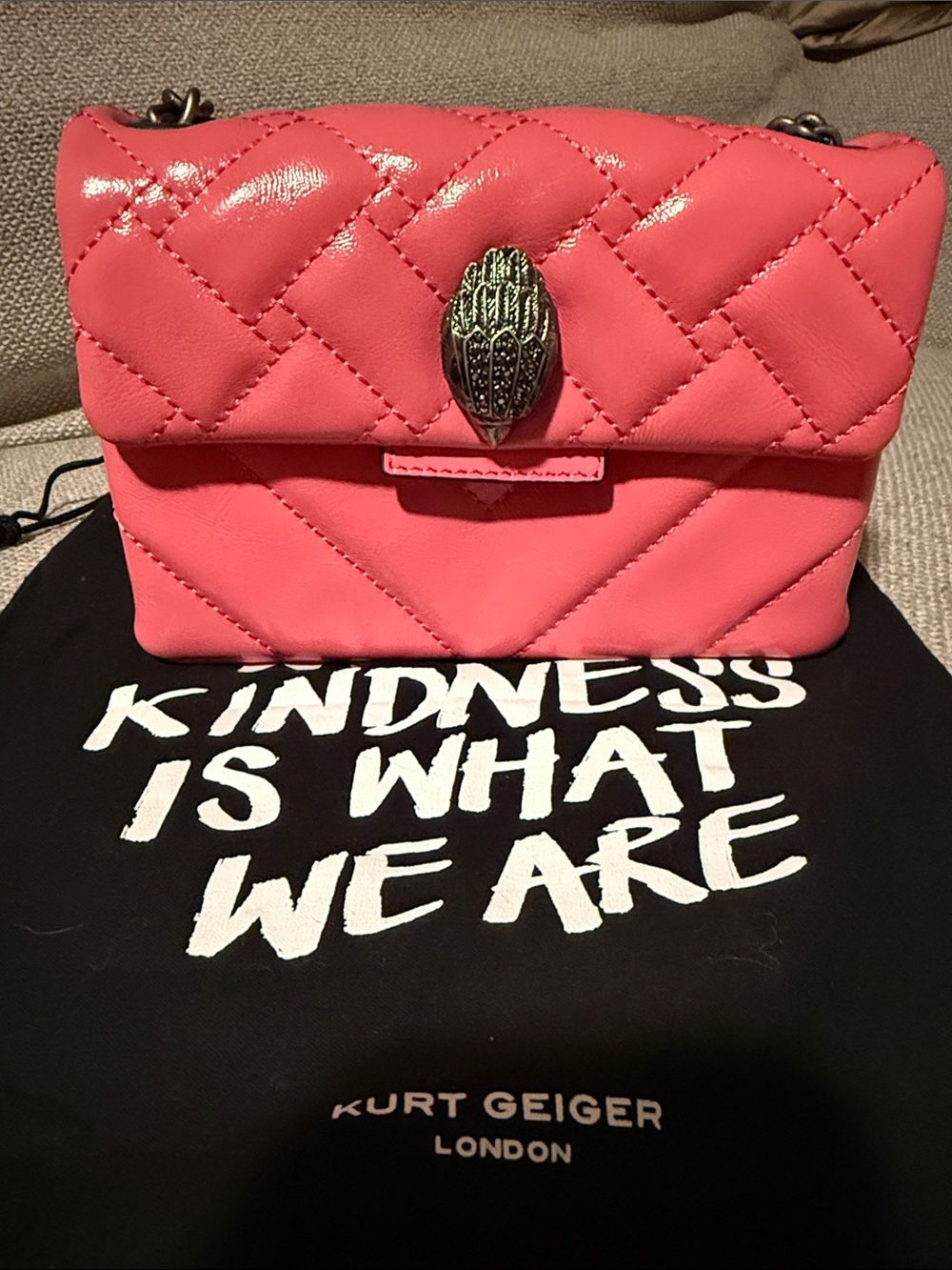 Kurt Geiger Pink Quilted Chain-Handle Bag - Picture 2 of 11